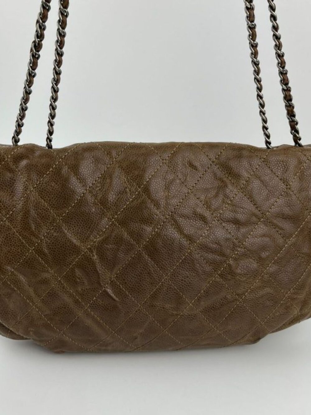 ★SOLD★ Chanel CC Logo Quilted Chain Shoulder Bag Brown Caviar Leather Vintage - Picture 4 of 16